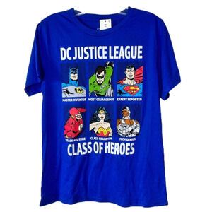 New Boy’s Blue DC Justice League Superhero Graphic Tee Medium‎